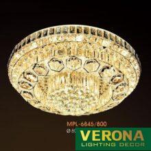 Đèn mâm Verona ốp trần pha lê Ø800 x H360, ánh sáng 3 chế độ