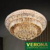 Đèn mâm Verona ốp trần pha lê Ø600 x H330, LED SMD, ánh sáng 3 chế độ