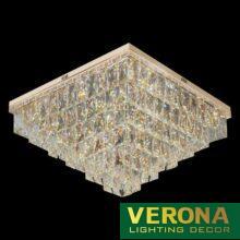 Đèn mâm Verona ốp trần pha lê Vuông Ø800 x H450, LED SMD, ánh sáng 3 chế độ