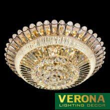 Đèn mâm Verona ốp trần pha lê Ø600 x H300, LED SMD, ánh sáng 3 chế độ