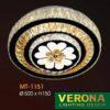 Đèn mâm Verona ốp trần pha lê Ø500 x H150, ánh sáng 3 chế độ