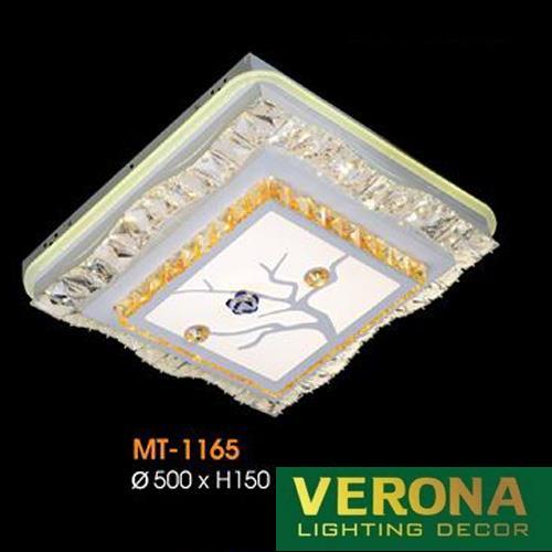 Đèn mâm Verona ốp trần pha lê Vuông Ø500 x H150, ánh sáng 3 chế độ
