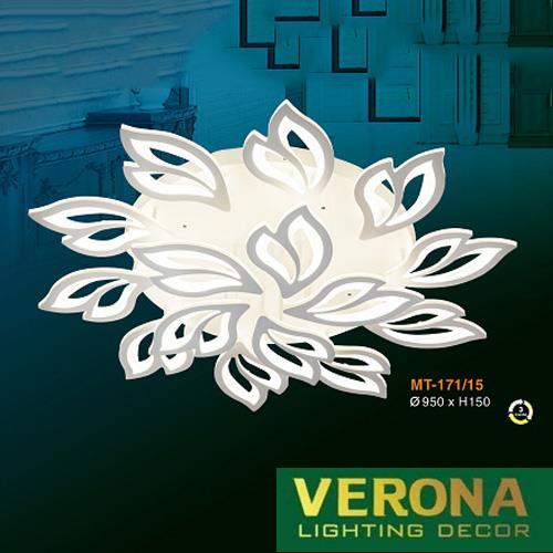 Đèn mâm Verona ốp trần Led Ø950 x H150, có remote, ánh sáng 3 chế độ