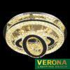 Đèn mâm Verona ốp trần pha lê Ø600 x H250, ánh sáng 3 chế độ