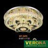 Đèn mâm Verona ốp trần pha lê Ø600 x H150, ánh sáng 3 chế độ