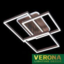 Đèn mâm Verona ốp trần Led Màu Cafe L550 x 500 x H150, Có Remote, ánh sáng 3 chế độ