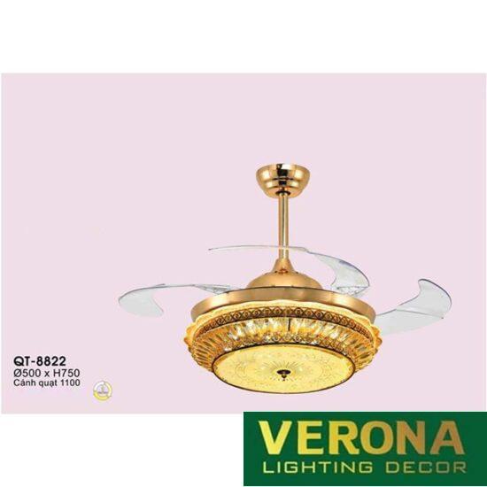Quạt trần đèn Verona Ø500 x H750, cánh quạt 1100, Ánh sáng 3 chế độ