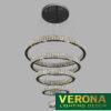 Đèn thả pha lê Verona Ø930 + 750 + 570 + 400 + 220, LED + Remote, ánh sáng 3 chế độ