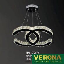Đèn thả pha lê Verona Ø550 x W400, LED + Remote, ánh sáng 3 chế độ