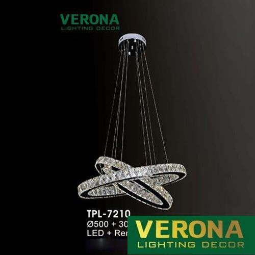 Đèn thả pha lê Verona Ø500 + 300 x H1000, LED + Remote, ánh sáng 3 chế độ