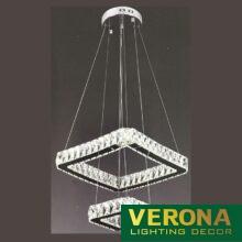 Đèn thả pha lê Verona Ø400 + 220, LED + Remote, ánh sáng 3 chế độ