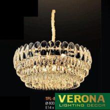 Đèn thả pha lê Verona Ø800 x H350, E14 x 18