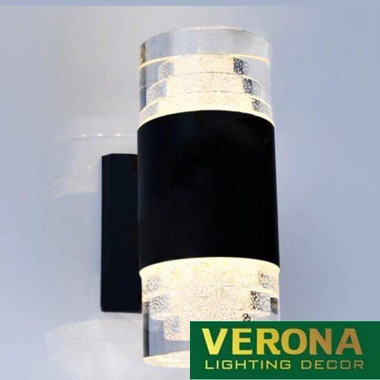 Đèn tường ngoài trời Verona Ø90 x H200 - 9W x 2, vỏ đen