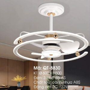 Quạt trần đèn trang trí Verona QT-8830 Ø600 x H500