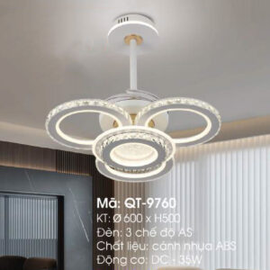 Quạt trần đèn trang trí Verona QT-9760 Ø600 x H500