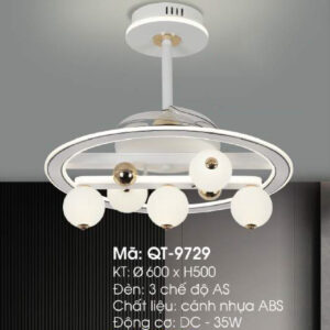 Quạt trần đèn trang trí Verona QT-9729 Ø600 x H500