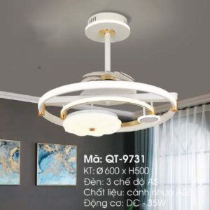 Quạt trần đèn trang trí Verona QT-9731 Ø600 x H500