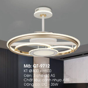 Quạt trần đèn trang trí Verona QT-9712 Ø800 x H500