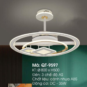 Quạt trần đèn trang trí Verona QT-9597 Ø800 x H500