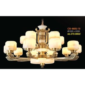 Đèn chùm đồng chao đá ngọc Verona Ø1020*H550