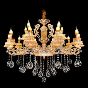 Đèn chùm pha lê nến chao đá ngọc Ø1000xH750, E14x15