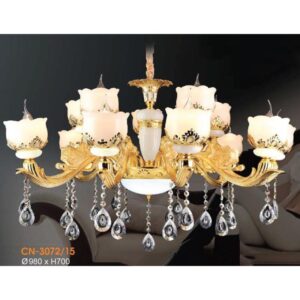 Đèn chùm nến chao đá ngọc Ø950*H600