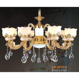 Đèn chùm nến chao đá ngọc Ø800*H700