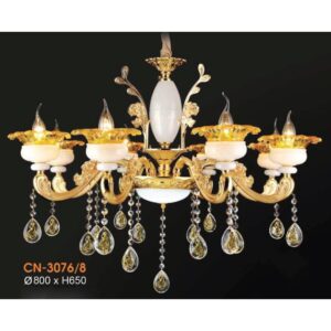 Đèn chùm nến chao đá ngọc Ø800*H650