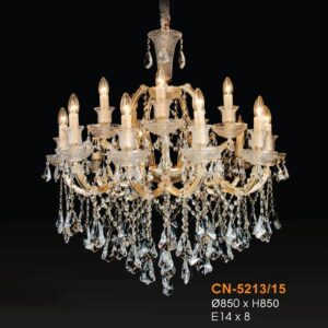 Đèn chùm pha lê nến Ø850xH850, E14x8