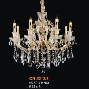 Đèn chùm nến pha lê Ø750*H700, E14*8