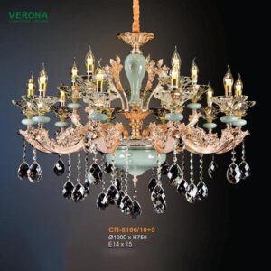Đèn chùm pha lê nến Ø1000xH750, E14x15