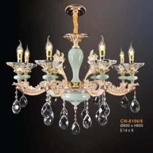 Đèn chùm pha lê nến Ø800xH650, E14x8