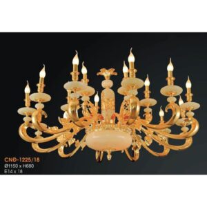 Đèn chùm nến đồng chao đá ngọc Ø1150*H680, E14*18