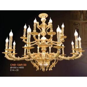 Đèn chùm nến đồng chao đá ngọc Ø1050*H850, E14*20