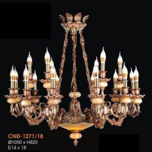 Đèn chùm nến đồng chao đá ngọc Ø1050*H820, E14*18