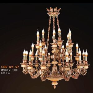Đèn chùm nến đồng chao đá ngọc Ø1050*H1000, E14*27