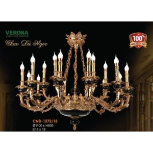 Đèn chùm nến đồng chao đá ngọc Ø1100*H930, E14*18