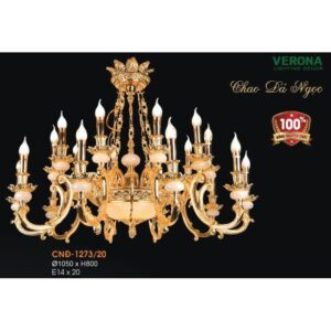 Đèn chùm nến đồng chao đá ngọc Ø1050*H800, E14*20