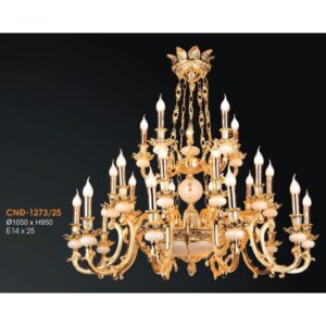 Đèn chùm nến đồng chao đá ngọc Ø1050*H950, E14*25