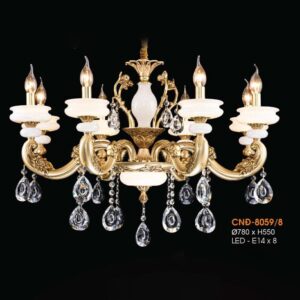 Đèn chùm nến đồng Verona Ø780*H550, Led - E14*8