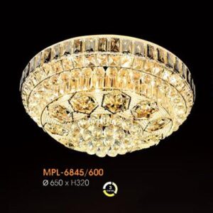 Đèn mâm Verona ốp trần pha lê Ø650 x H320, ánh sáng 3 chế độ