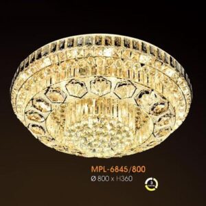 Đèn mâm Verona ốp trần pha lê Ø800 x H360, ánh sáng 3 chế độ