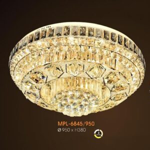 Đèn mâm Verona ốp trần pha lê Ø950 x H380, ánh sáng 3 chế độ