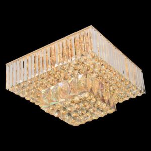 Đèn mâm Verona ốp trần pha lê Vuông Ø600 x H380, LED SMD, ánh sáng 3 chế độ