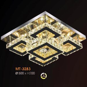 Đèn mâm Verona ốp trần pha lê Vuông Ø500 x H200, ánh sáng 3 chế độ