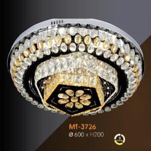 Đèn mâm Verona ốp trần pha lê Ø600 x H200, ánh sáng 3 chế độ