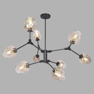 Đèn thả Led Verona nghệ thuật E27 x 9, Chao màu đen khói, Ø800 x H800