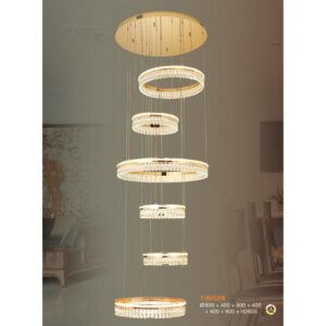 Đèn treo trang trí Verona Ø600+400+800+400+400+600*H2800 - ánh sáng 3 màu