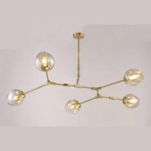 Đèn thả Led Verona nghệ thuật E27 x 5, Chao màu trà, Ø700 x H800