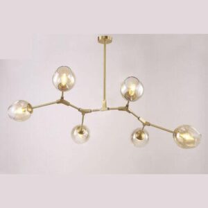 Đèn thả Led Verona nghệ thuật E27 x 6, Chao màu trà, Ø800 x H800